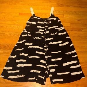 NWT ASOS DESIGN cami smock midi dress in black &white brushstroke stripe 14
